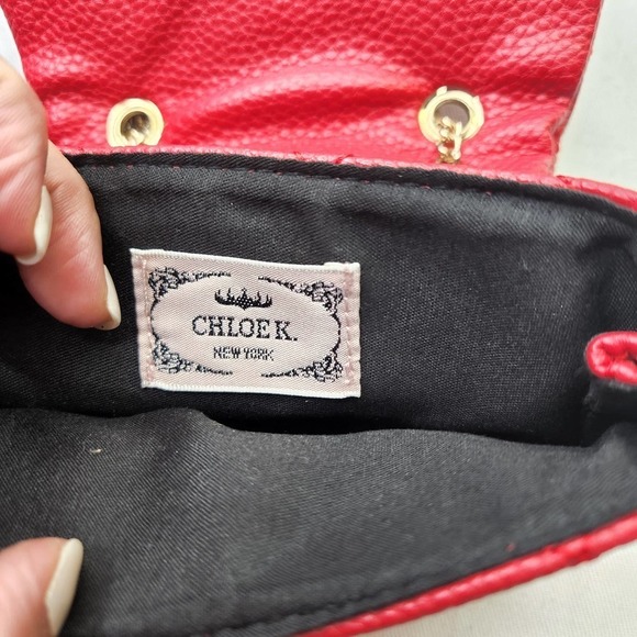 Chloe K New York Emma Mini Bag Red Gold Quilted Bag - Picture 3 of 6